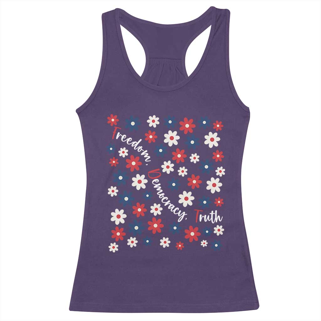 Freedom Democracy Truth Racerback Tank Top Patriotic Floral