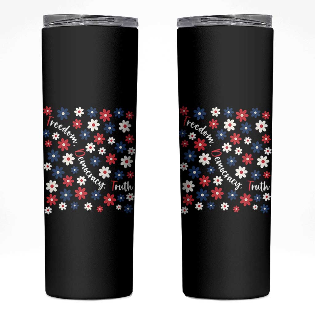 Freedom Democracy Truth Skinny Tumbler Patriotic Floral