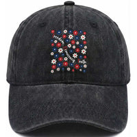 Freedom Democracy Truth Washed Cotton Baseball Cap Patriotic Floral