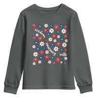 Freedom Democracy Truth Youth Sweatshirt Patriotic Floral