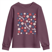 Freedom Democracy Truth Youth Sweatshirt Patriotic Floral