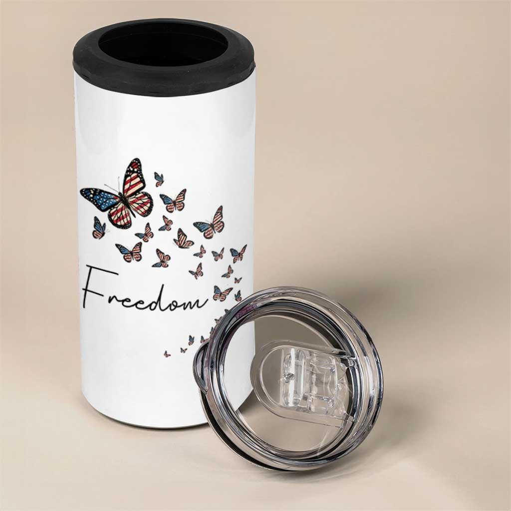 Butterfly Of Freedom American Pride 4 in 1 Can Cooler Tumbler
