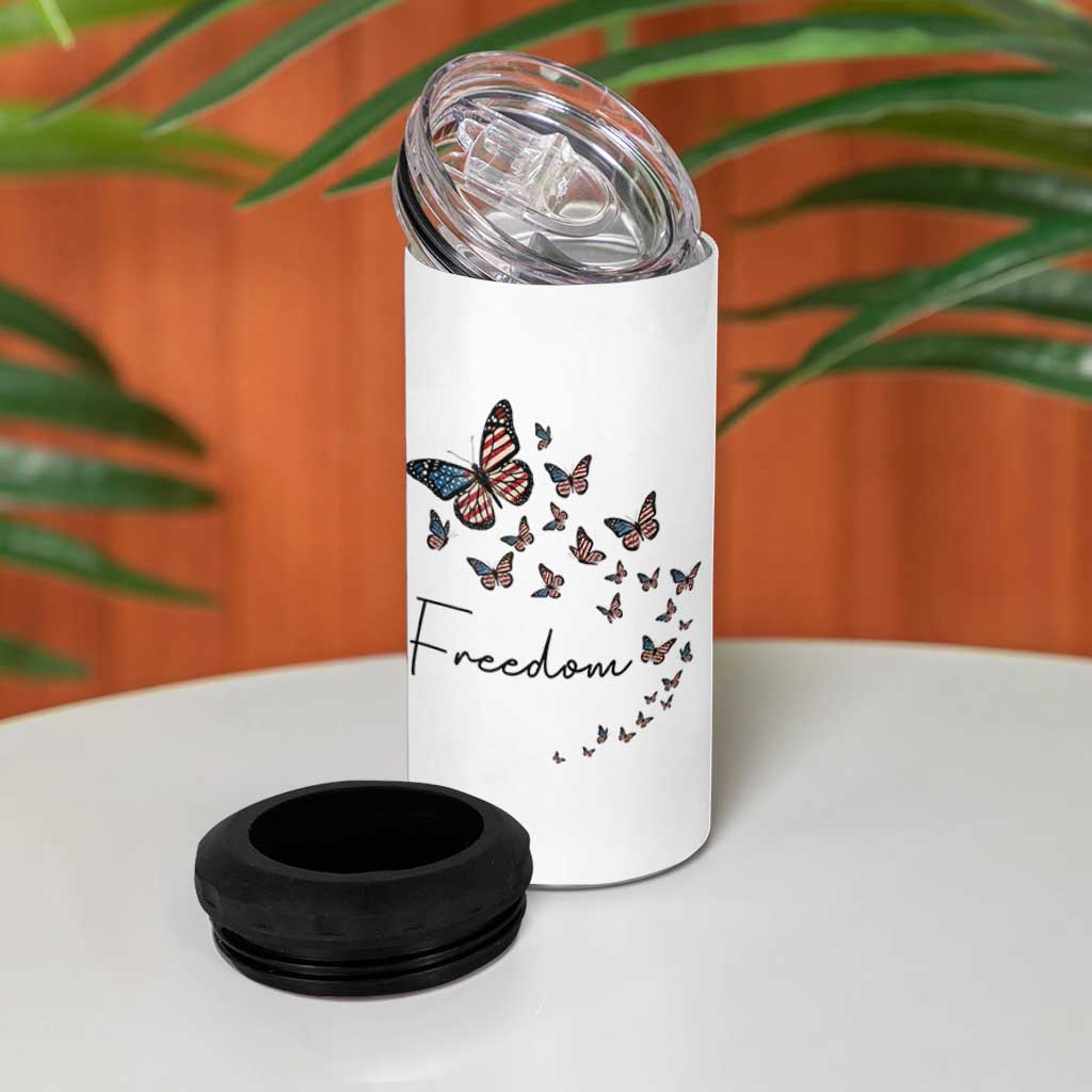 Butterfly Of Freedom American Pride 4 in 1 Can Cooler Tumbler