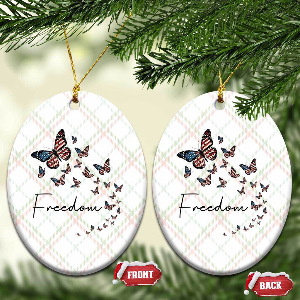 Butterfly Of Freedom American Pride Ceramic Ornament