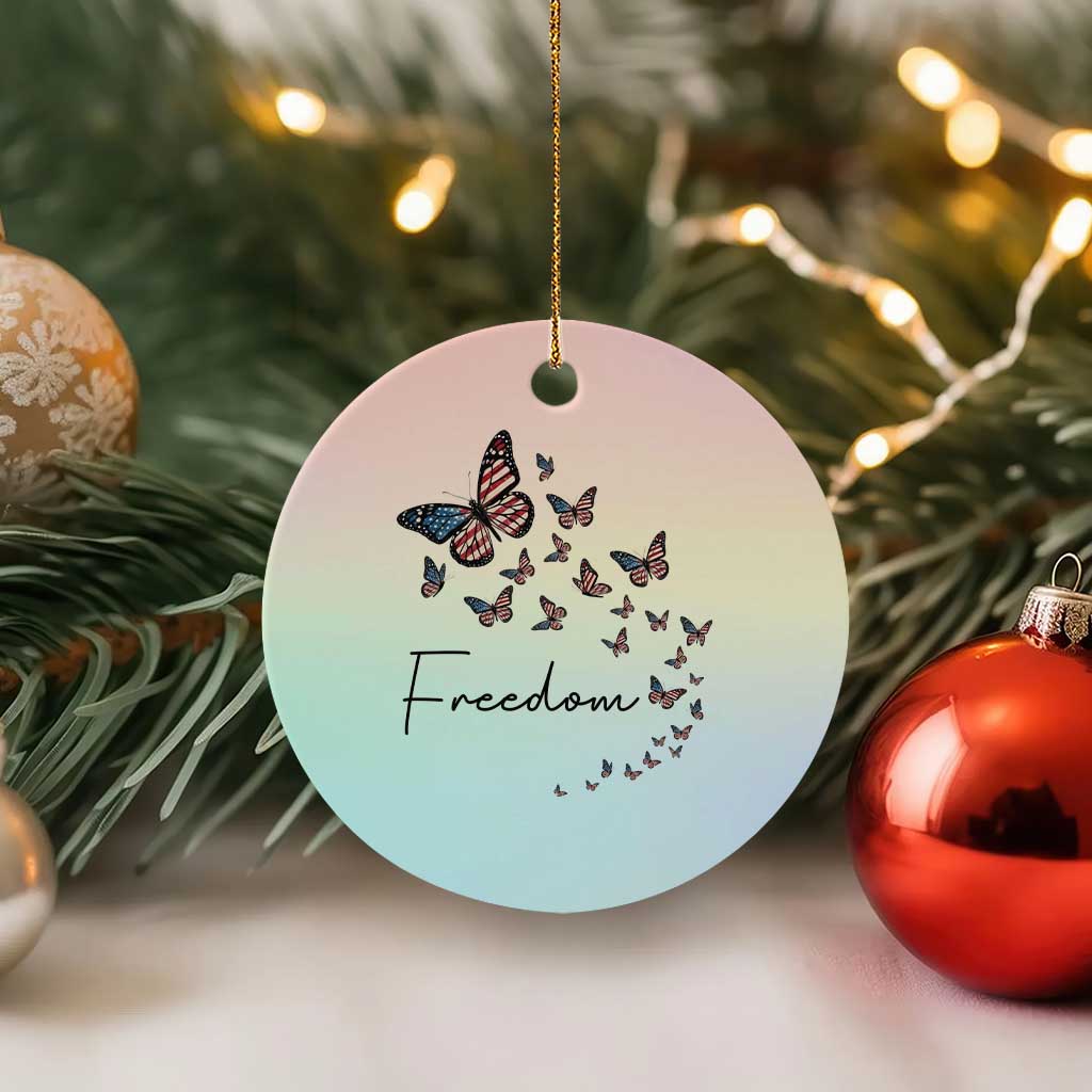 Butterfly Of Freedom American Pride Ceramic Ornament