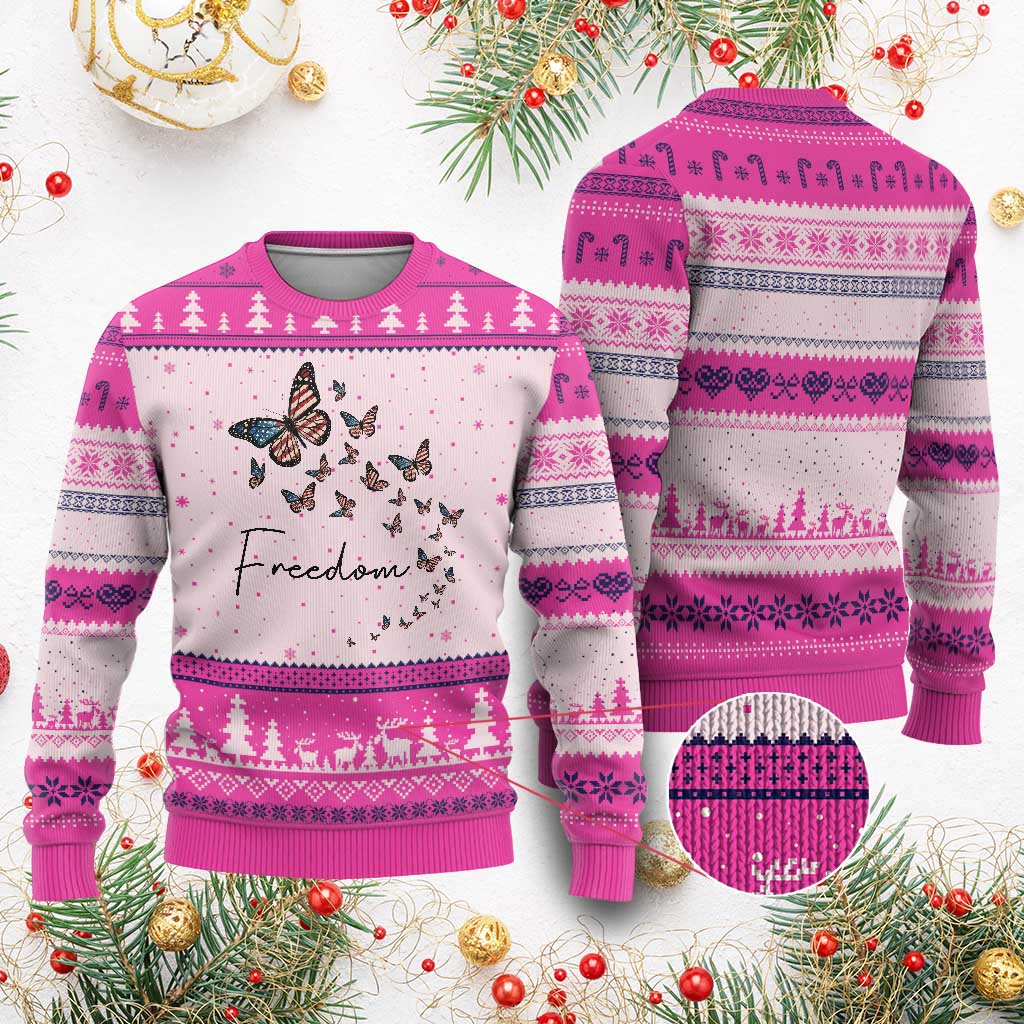 Butterfly Of Freedom American Pride Ugly Christmas Sweater