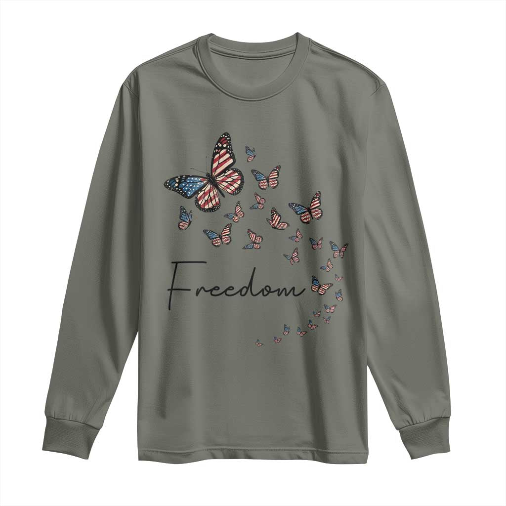 Butterfly Of Freedom American Pride Long Sleeve Shirt