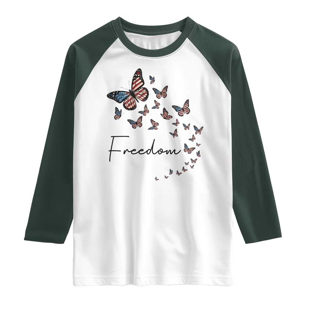 Butterfly Of Freedom American Pride Raglan Shirt