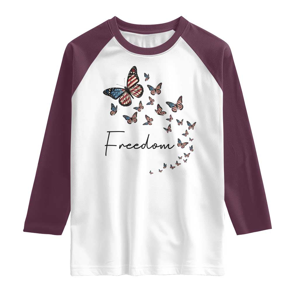 Butterfly Of Freedom American Pride Raglan Shirt
