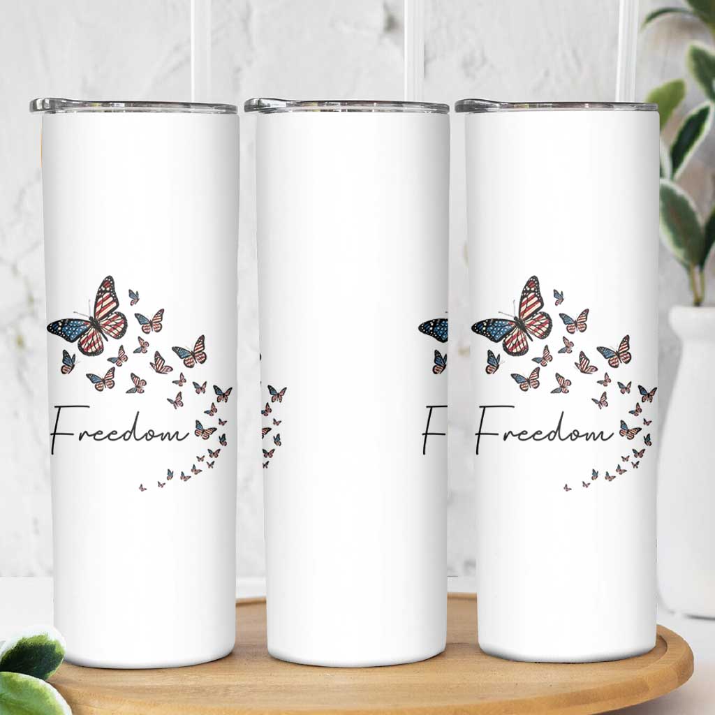 Butterfly Of Freedom American Pride Skinny Tumbler
