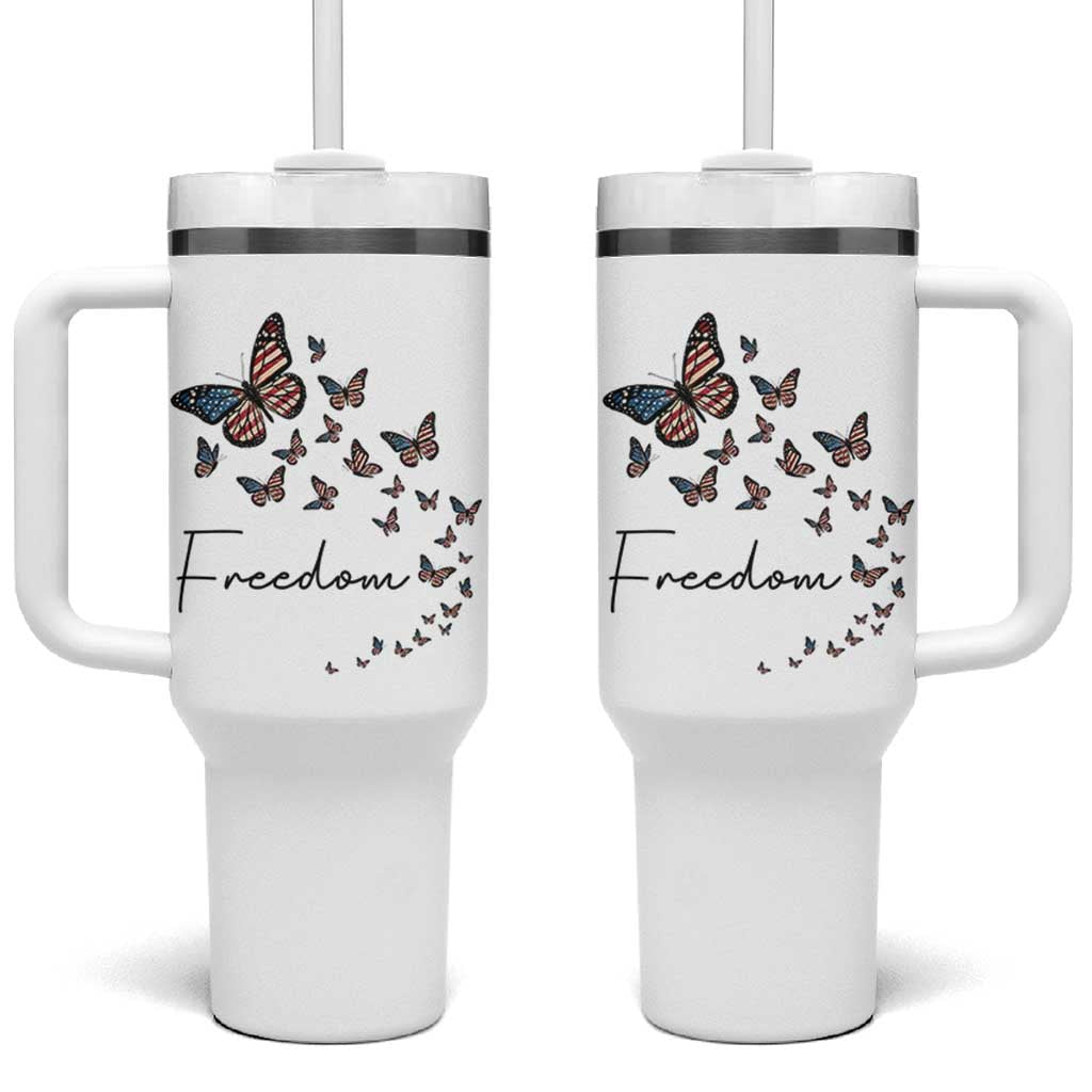 Butterfly Of Freedom American Pride Tumbler With Handle