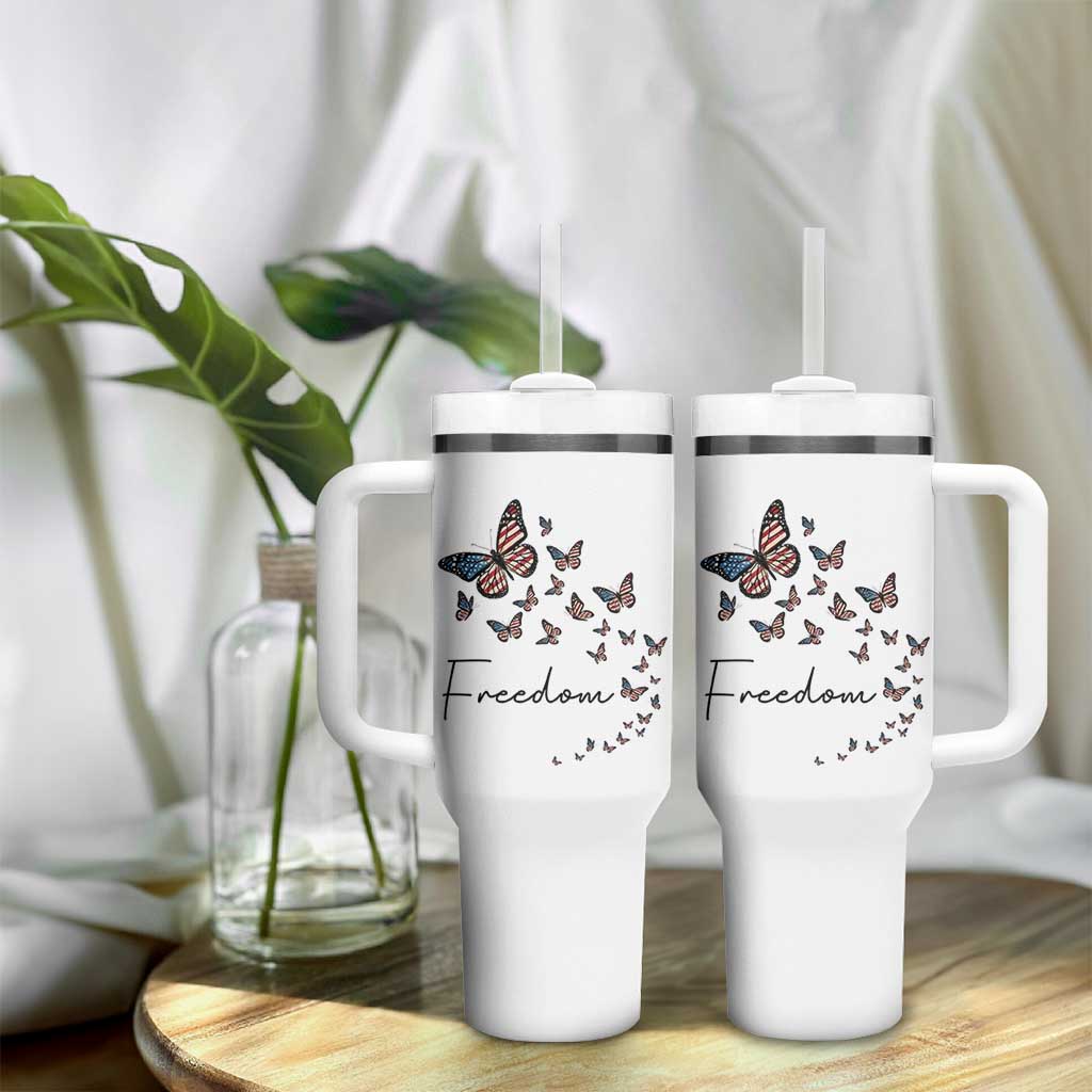 Butterfly Of Freedom American Pride Tumbler With Handle