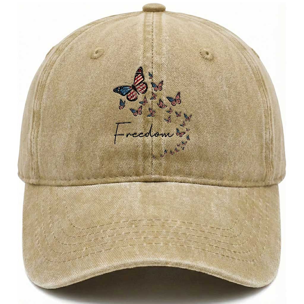 Butterfly Of Freedom American Pride Washed Cotton Baseball Cap