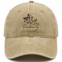 Butterfly Of Freedom American Pride Washed Cotton Baseball Cap