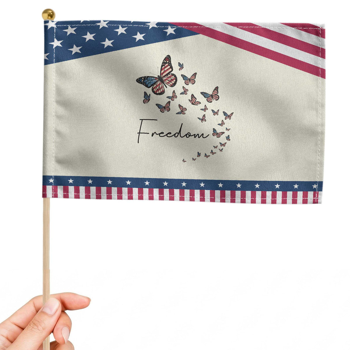 Butterfly Of Freedom American Pride Patriotic Handheld Flag