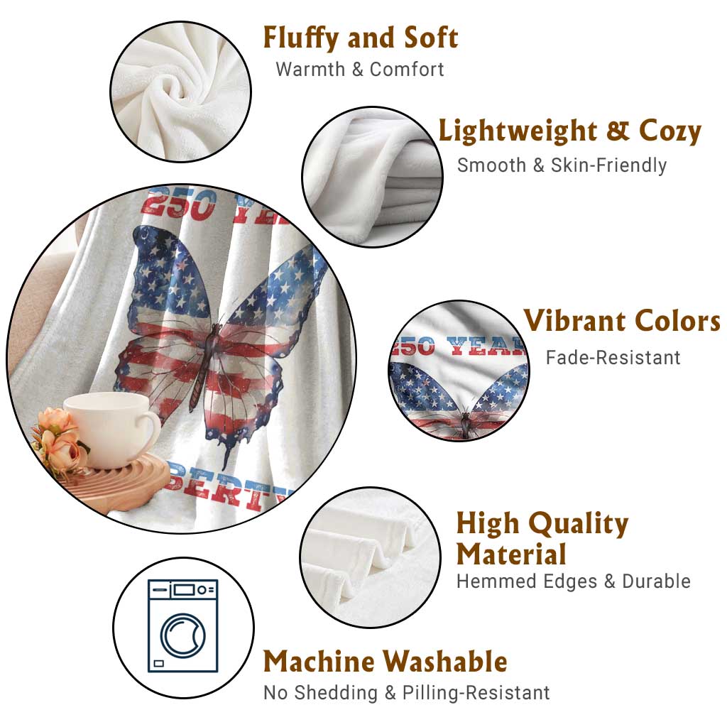 Patriotic Butterfly Throw Blanket 250 Years Of Liberty
