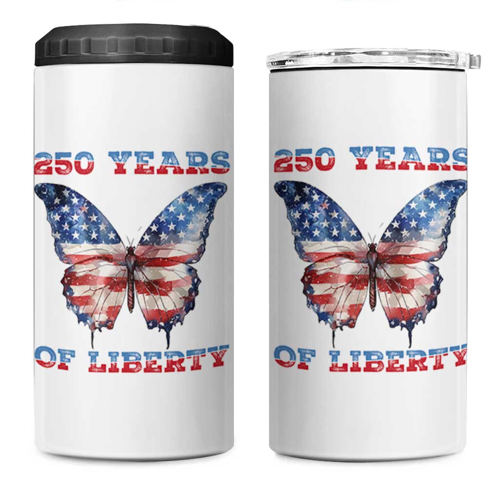 Patriotic Butterfly 4 in 1 Can Cooler Tumbler 250 Years Of Liberty
