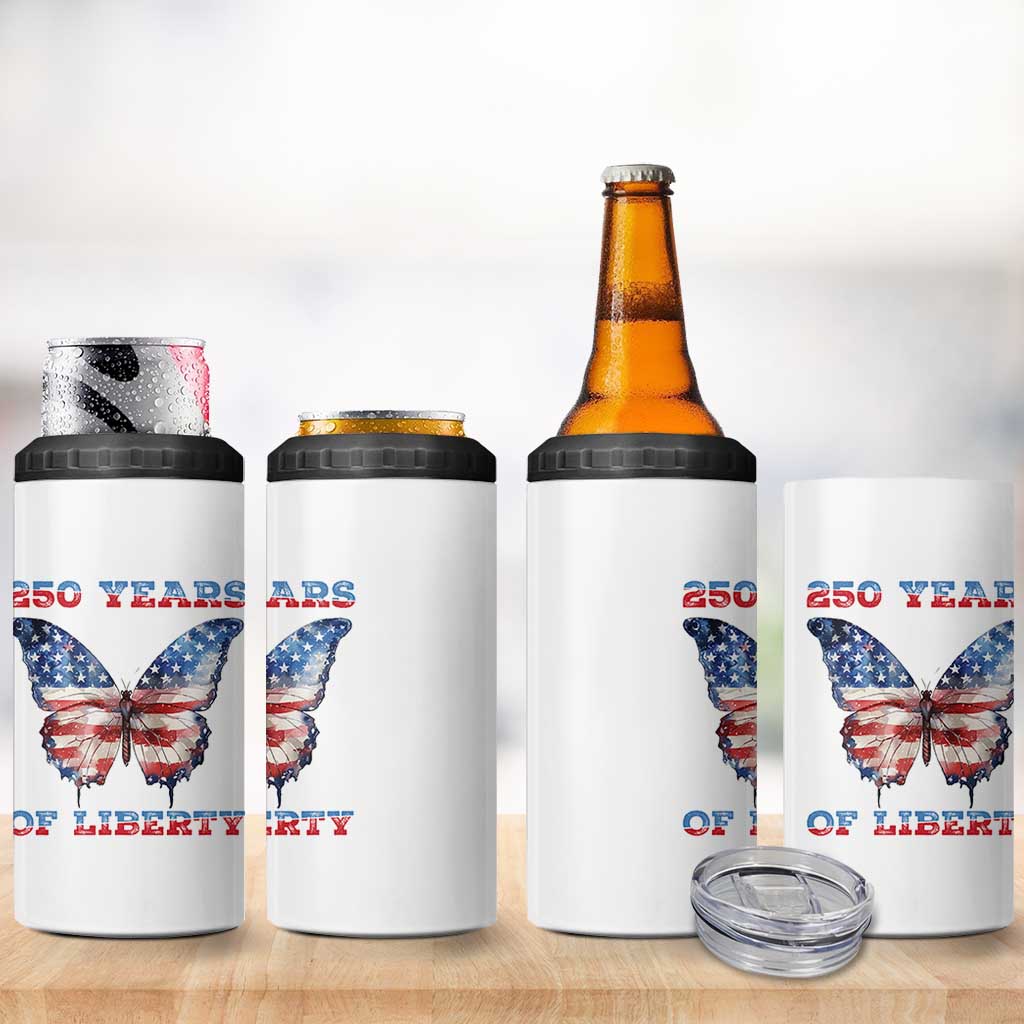 Patriotic Butterfly 4 in 1 Can Cooler Tumbler 250 Years Of Liberty