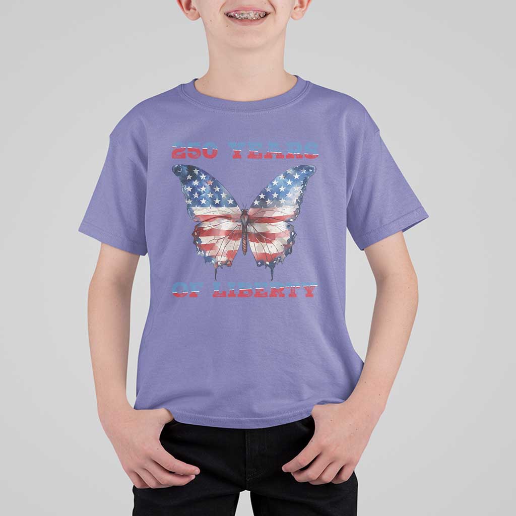 Patriotic Butterfly T Shirt For Kid 250 Years Of Liberty