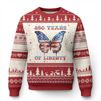 Patriotic Butterfly Ugly Christmas Sweater 250 Years Of Liberty