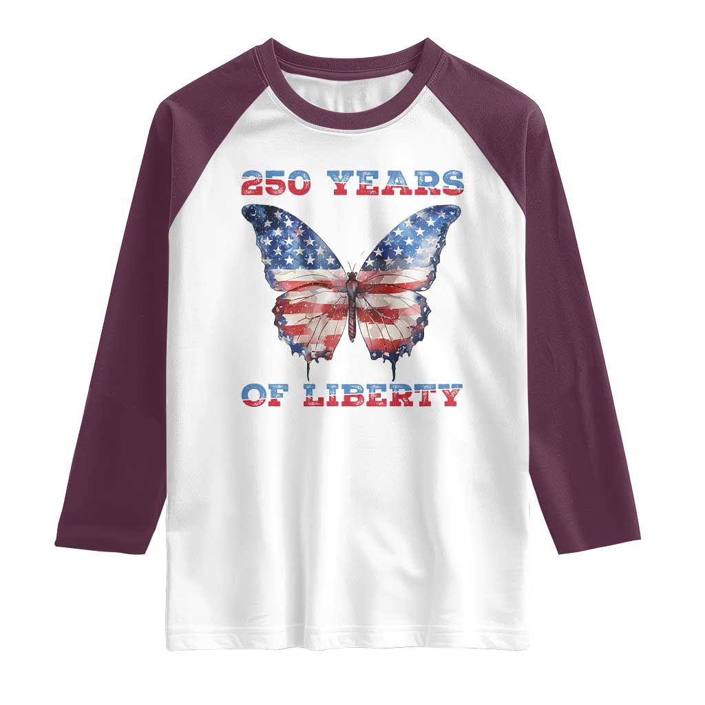 Patriotic Butterfly Raglan Shirt 250 Years Of Liberty