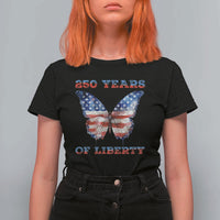 Patriotic Butterfly T Shirt For Women 250 Years Of Liberty