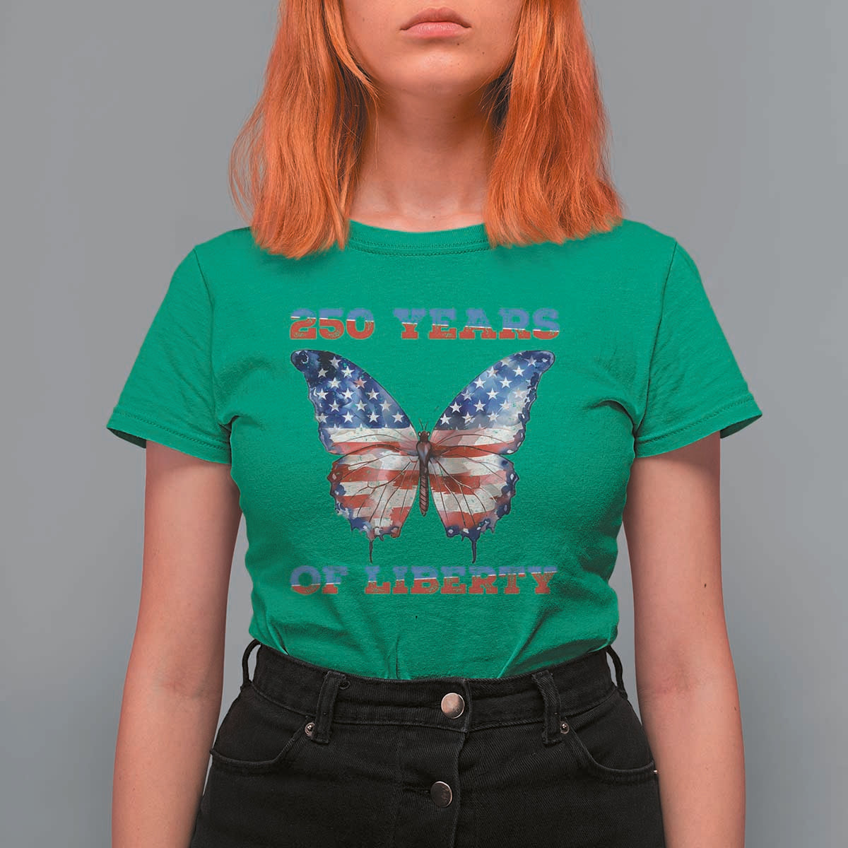 Patriotic Butterfly T Shirt For Women 250 Years Of Liberty