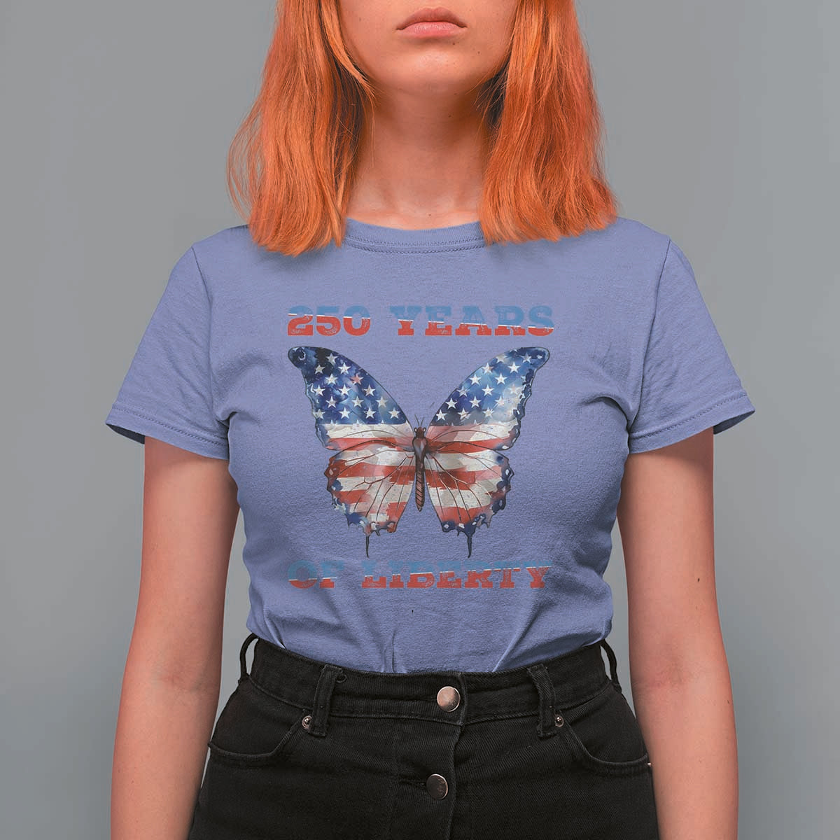 Patriotic Butterfly T Shirt For Women 250 Years Of Liberty
