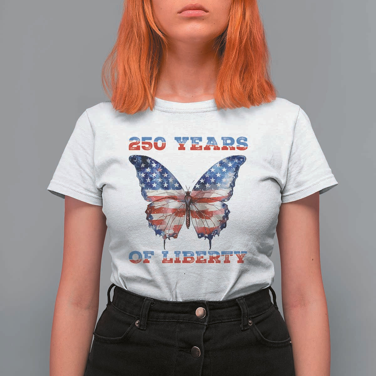 Patriotic Butterfly T Shirt For Women 250 Years Of Liberty