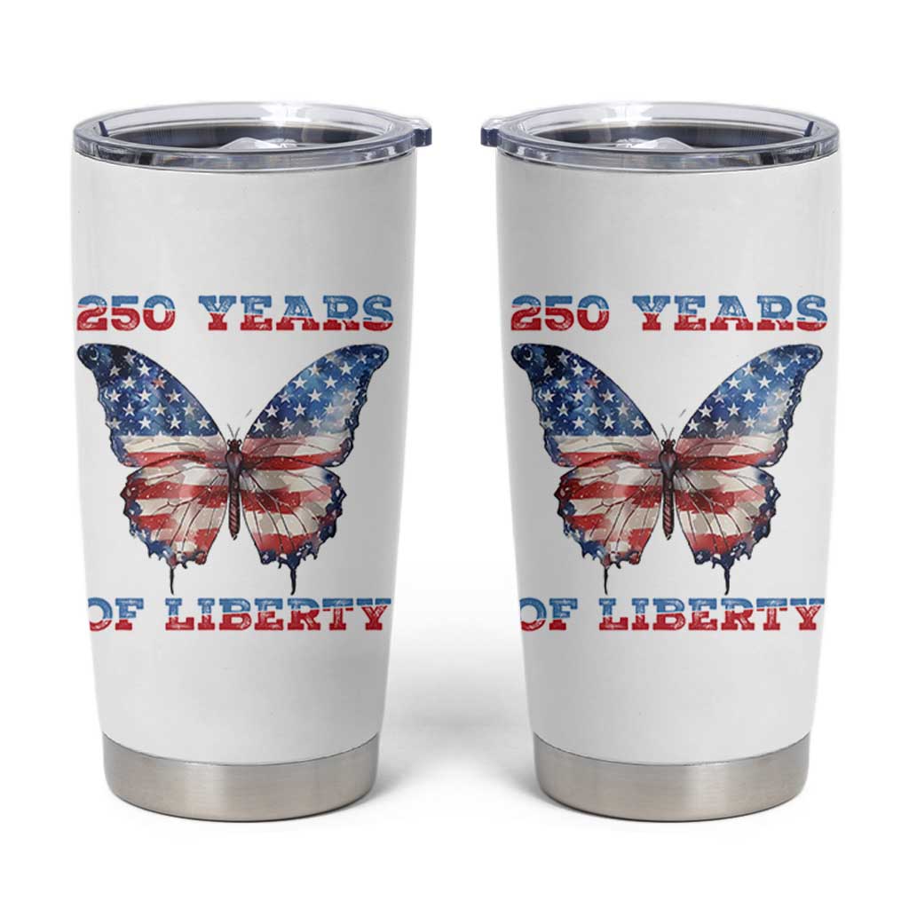 Patriotic Butterfly Tumbler Cup 250 Years Of Liberty