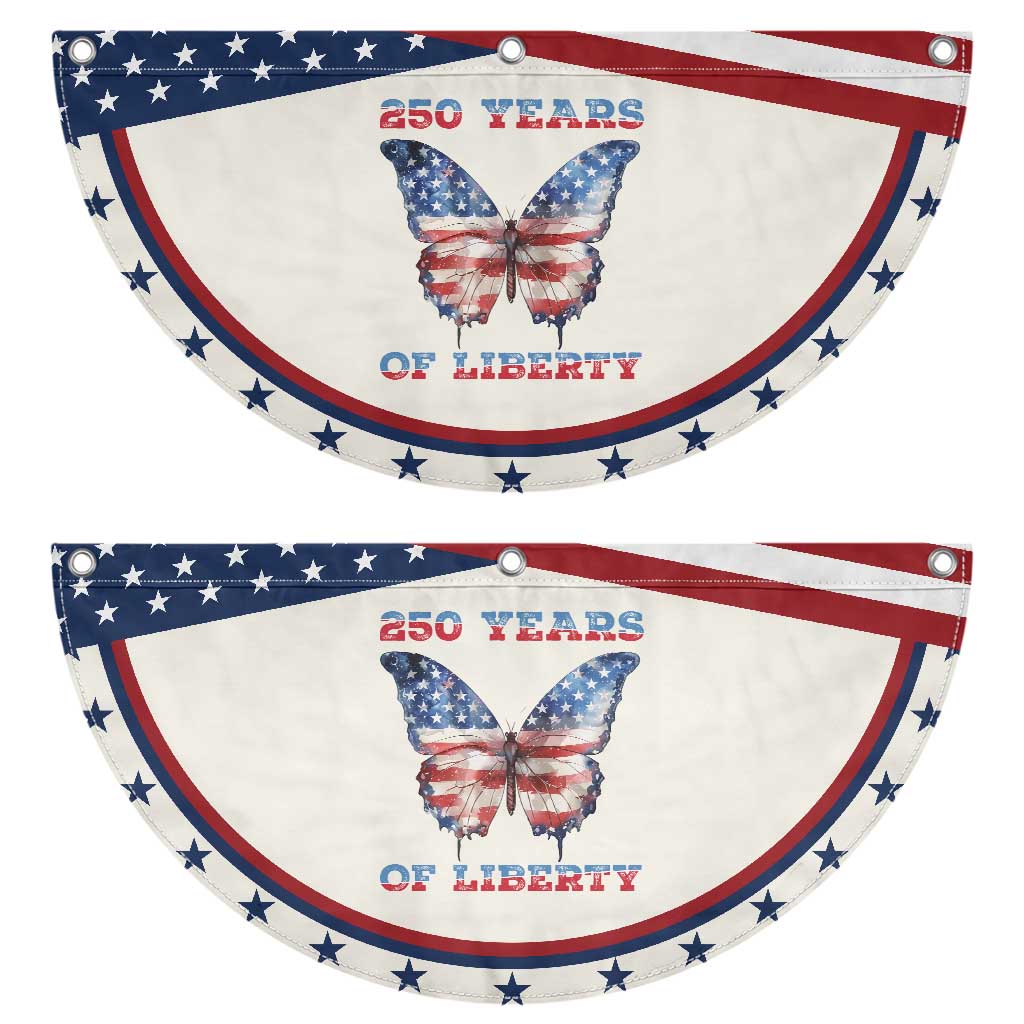 Red White Blue Butterfly Patriotic Fan Flag 250 Years Of Liberty