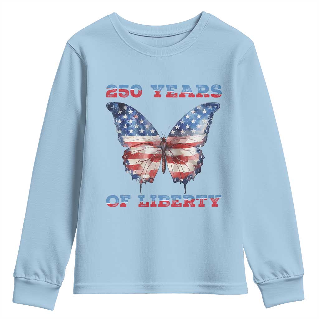 Patriotic Butterfly Youth Sweatshirt 250 Years Of Liberty