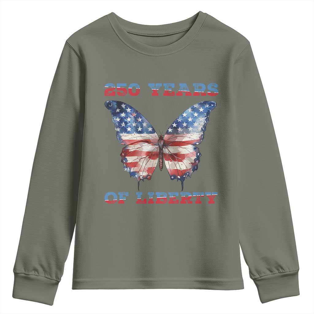 Patriotic Butterfly Youth Sweatshirt 250 Years Of Liberty