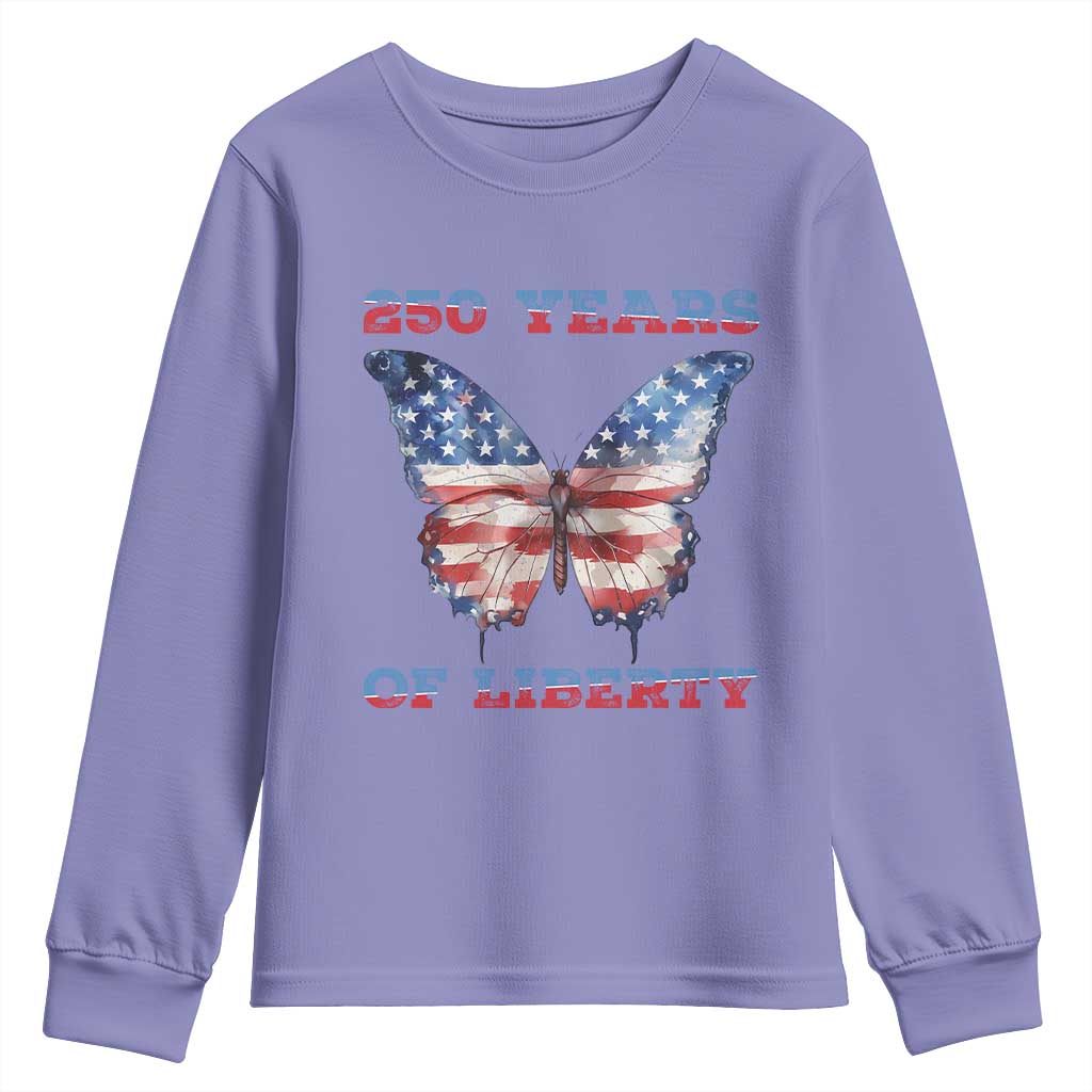 Patriotic Butterfly Youth Sweatshirt 250 Years Of Liberty
