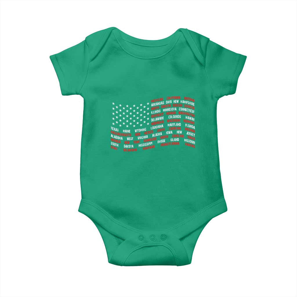 Vintage American Flag 50 States Baby Onesie Patriotic Gift