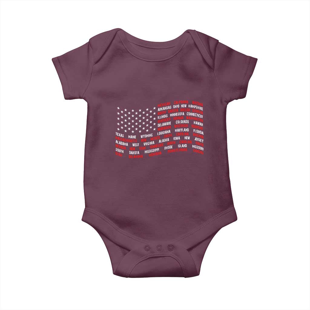 Vintage American Flag 50 States Baby Onesie Patriotic Gift