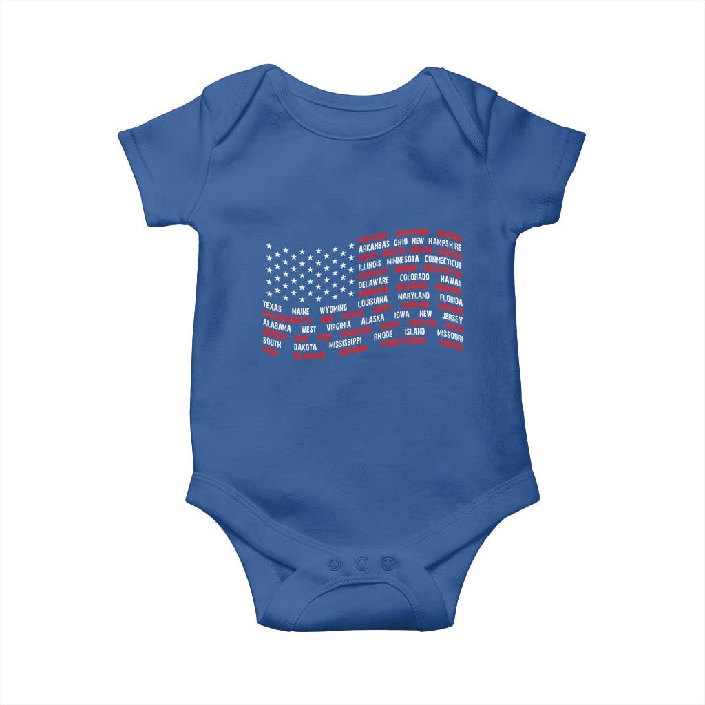 Vintage American Flag 50 States Baby Onesie Patriotic Gift