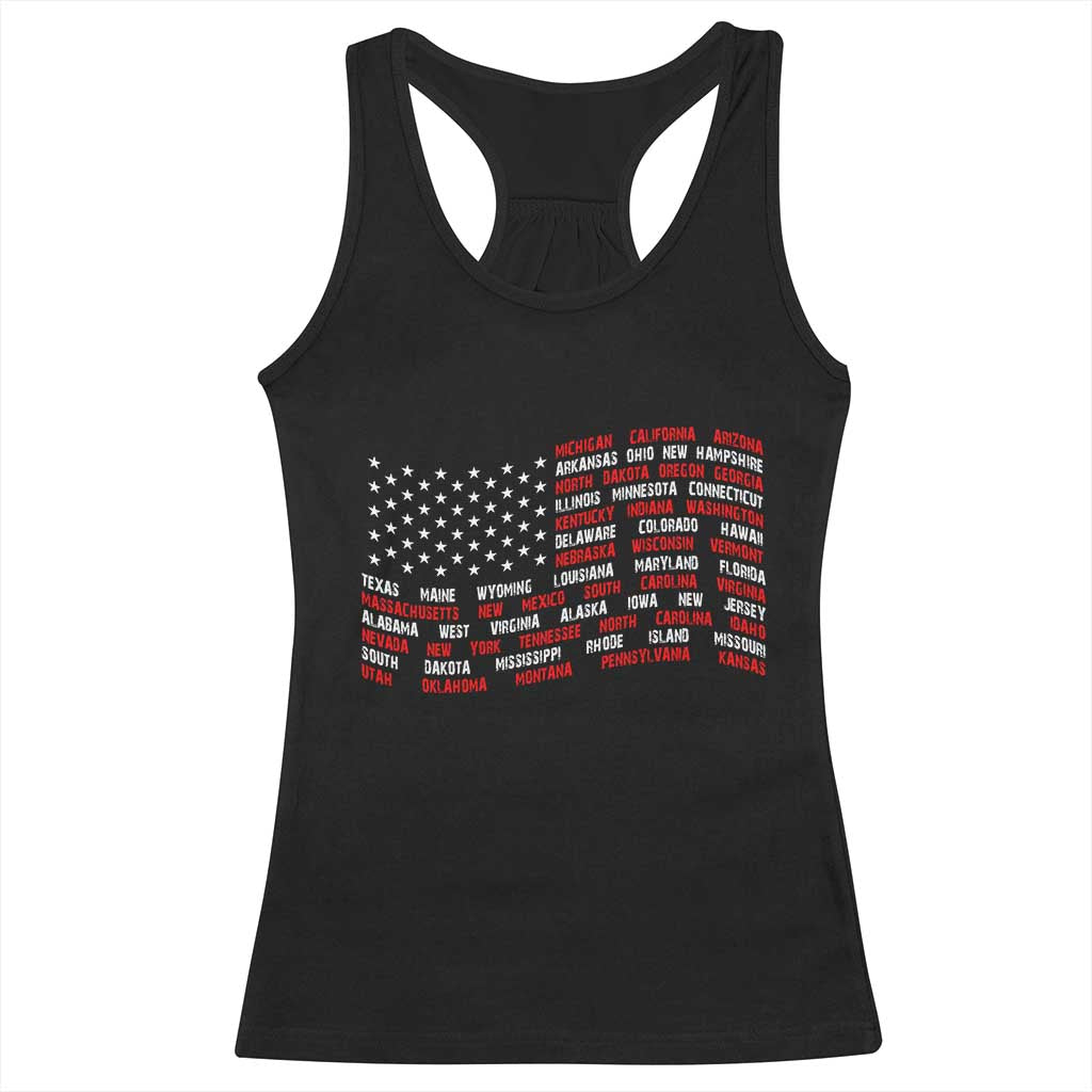 Vintage American Flag 50 States Racerback Tank Top Patriotic Gift