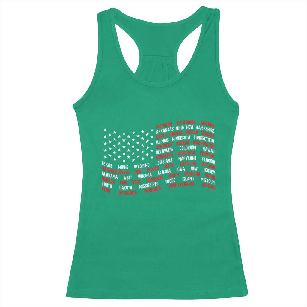 Vintage American Flag 50 States Racerback Tank Top Patriotic Gift