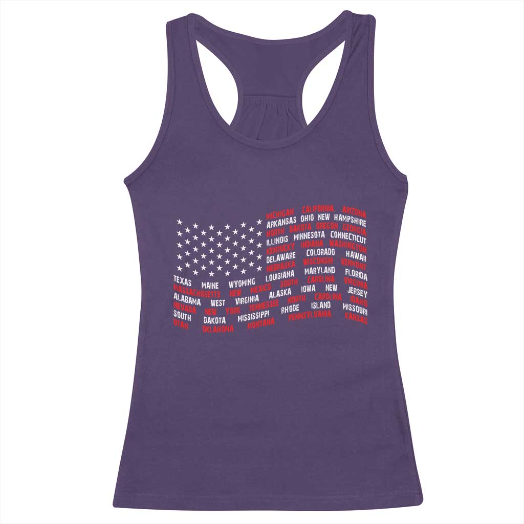 Vintage American Flag 50 States Racerback Tank Top Patriotic Gift