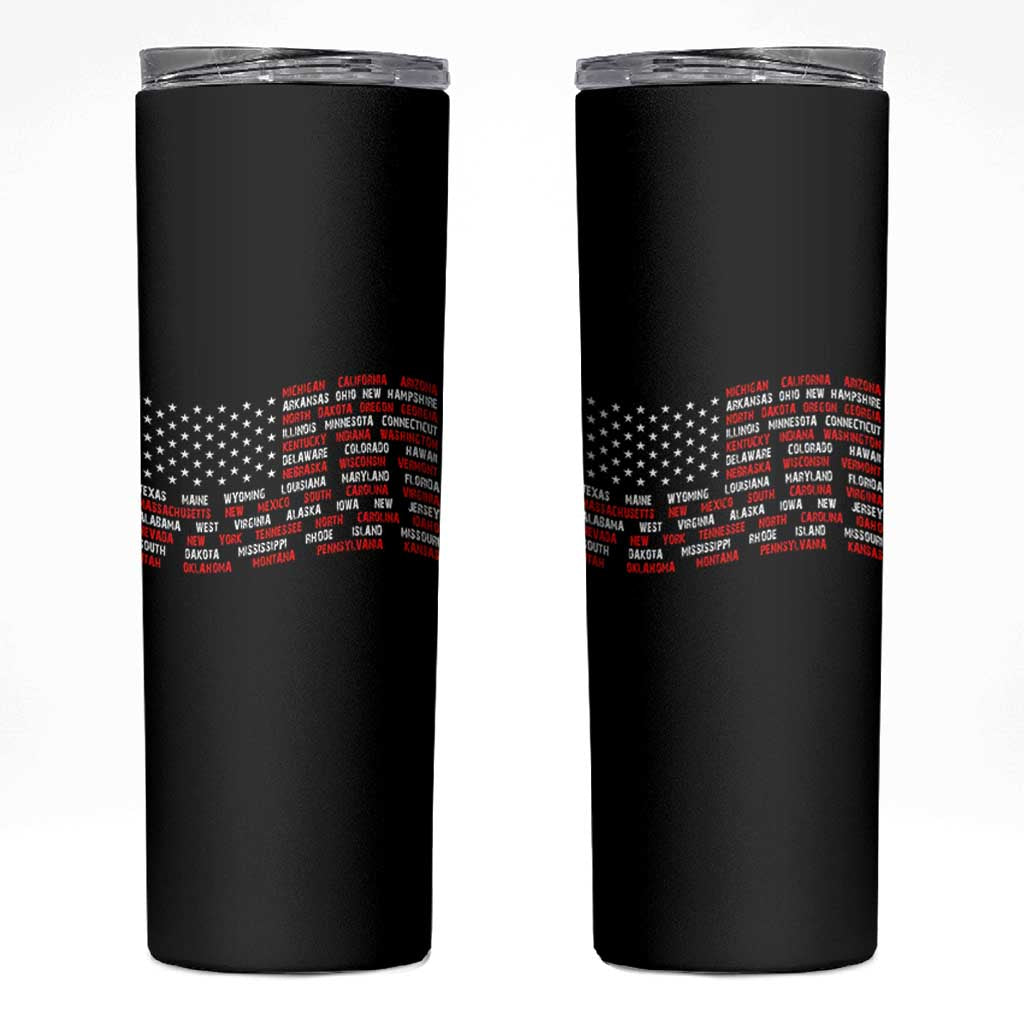 Vintage American Flag 50 States Skinny Tumbler Patriotic Gift