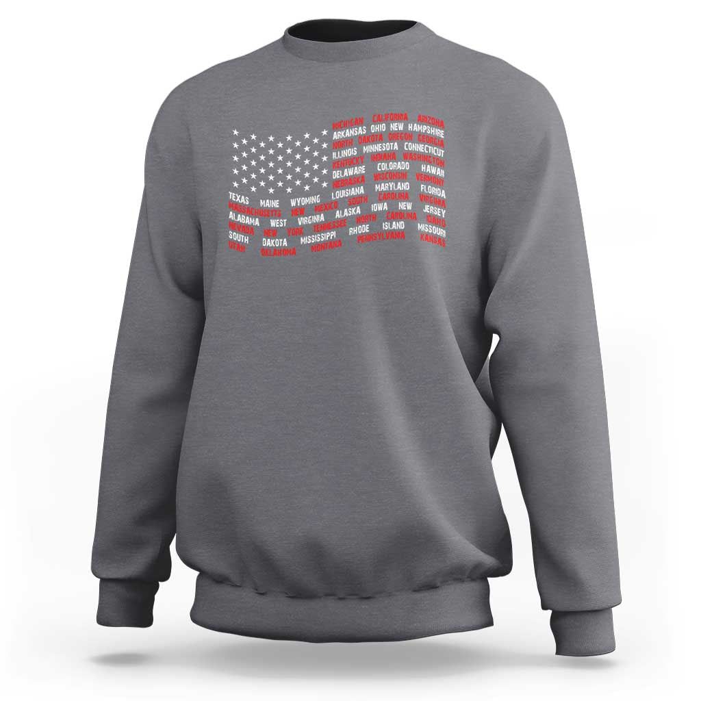 Vintage American Flag 50 States Sweatshirt Patriotic Gift