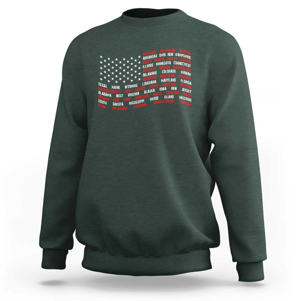 Vintage American Flag 50 States Sweatshirt Patriotic Gift