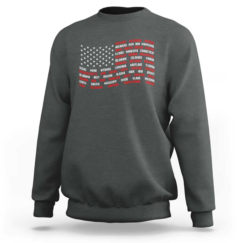 Vintage American Flag 50 States Sweatshirt Patriotic Gift