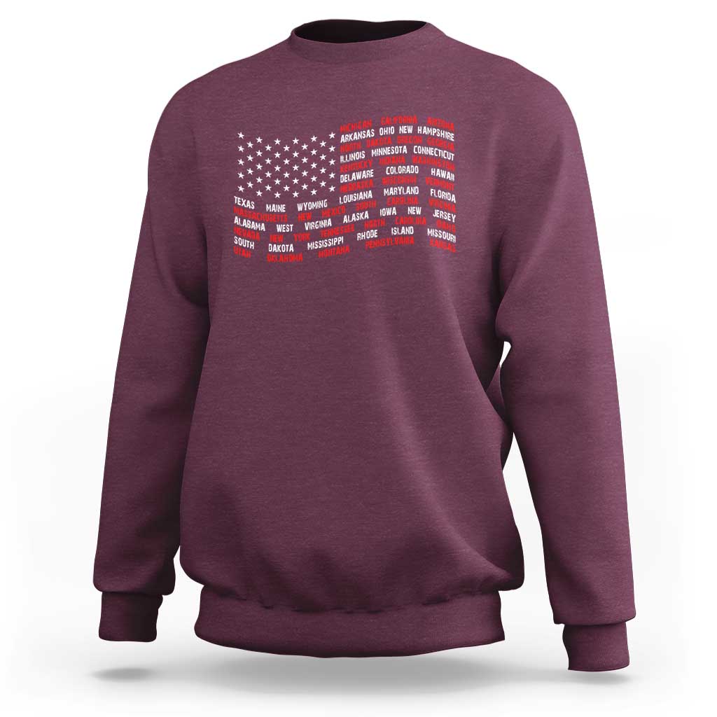 Vintage American Flag 50 States Sweatshirt Patriotic Gift