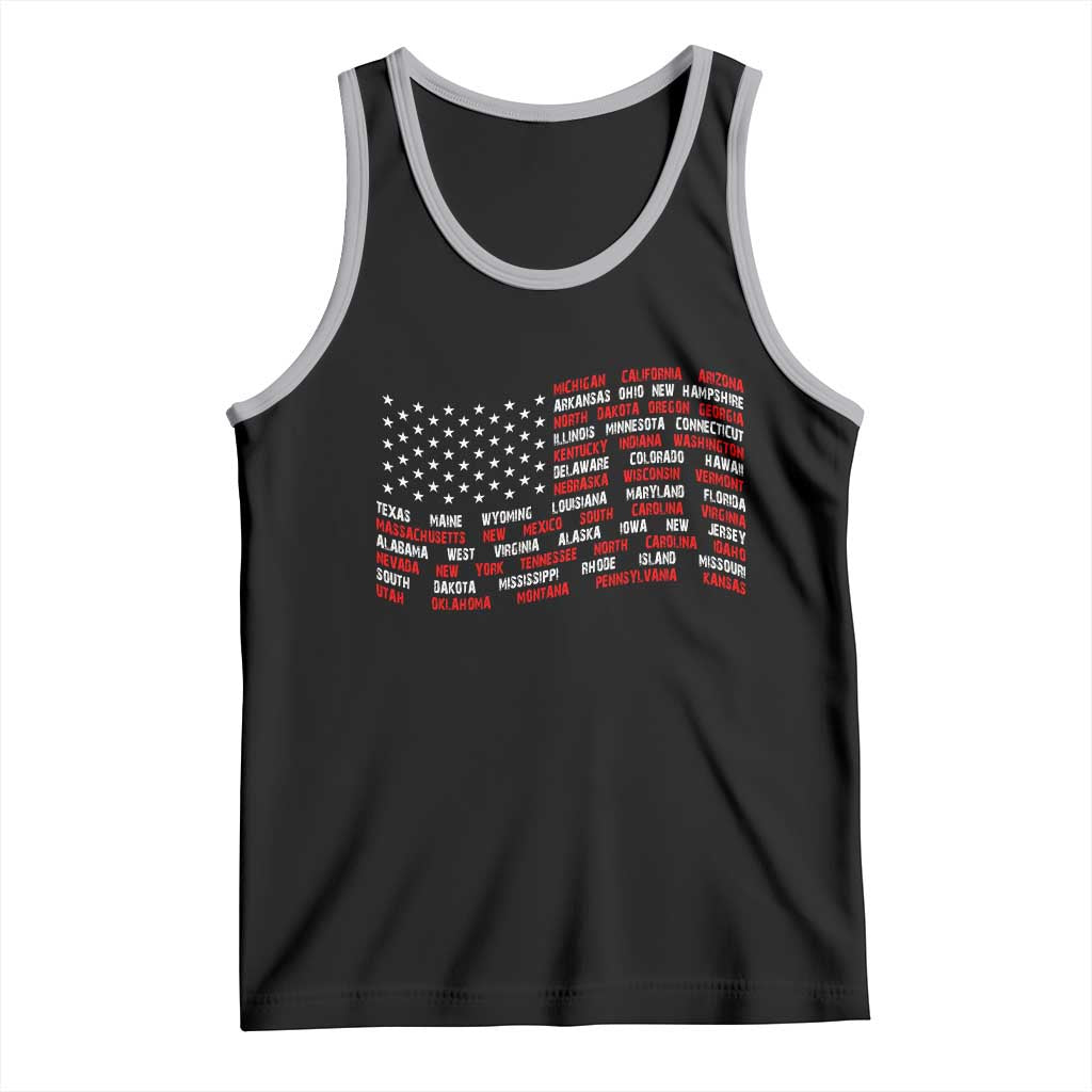 Vintage American Flag 50 States Tank Top Patriotic Gift