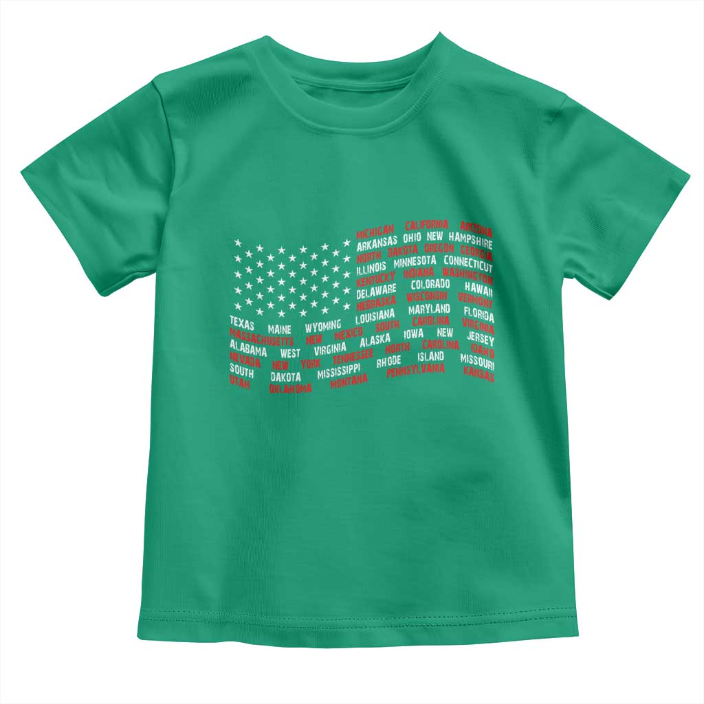 Vintage American Flag 50 States Toddler T Shirt Patriotic Gift