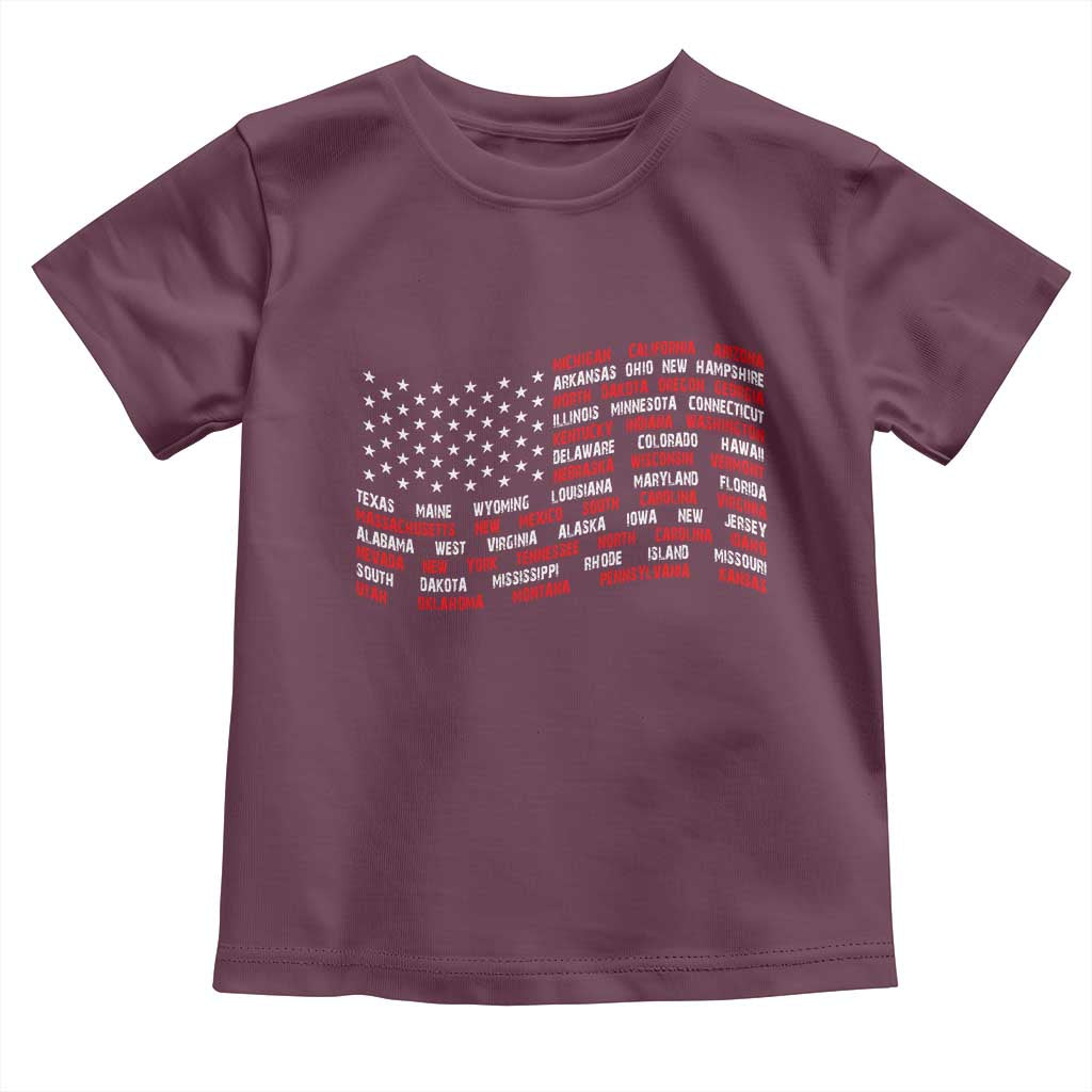 Vintage American Flag 50 States Toddler T Shirt Patriotic Gift