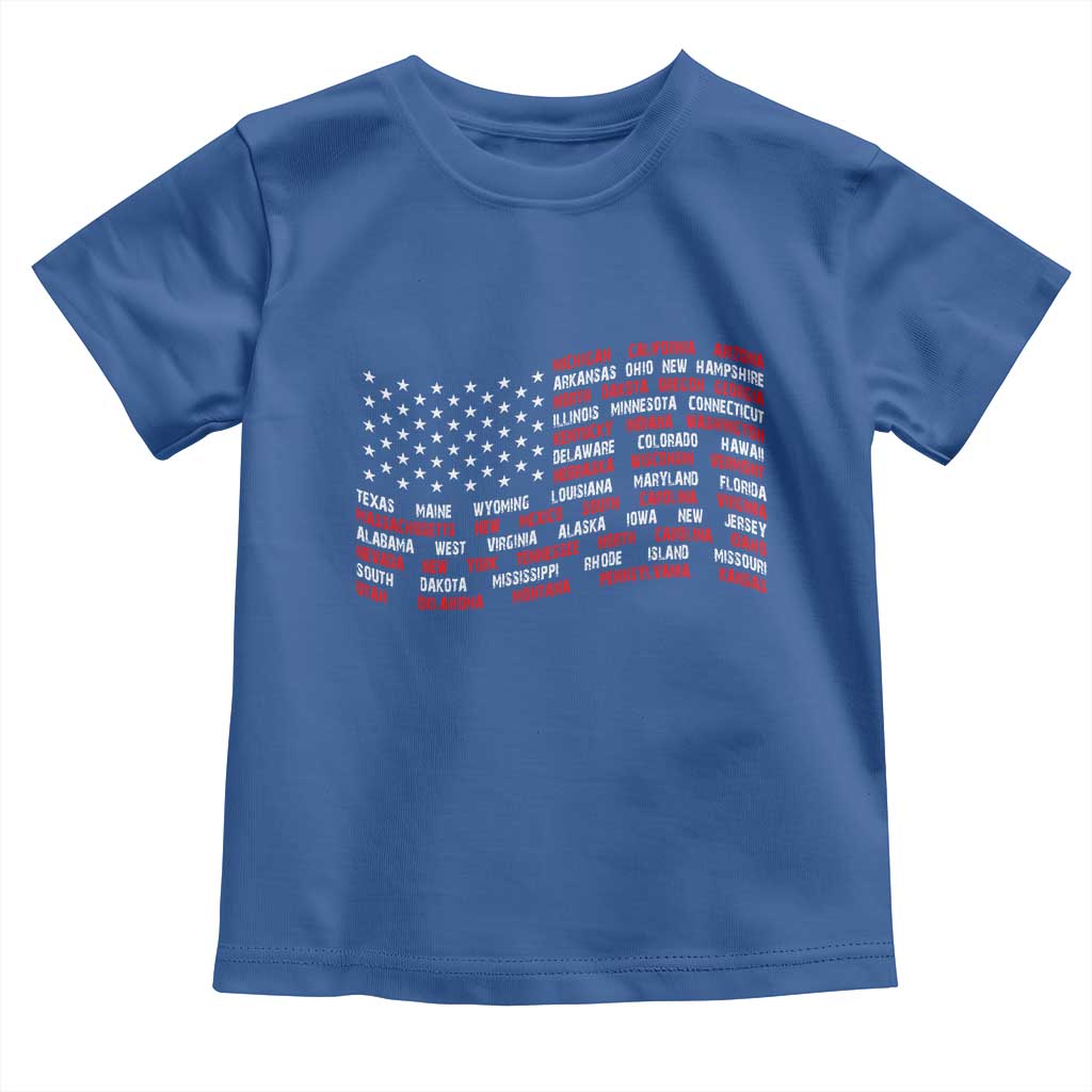Vintage American Flag 50 States Toddler T Shirt Patriotic Gift