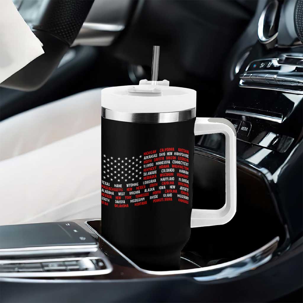 Vintage American Flag 50 States Tumbler With Handle Patriotic Gift